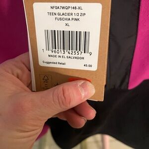 The North Face Fuschia Pink Teen Glacier 1/2 Zip Hoodie